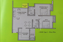 Floor Plan of 2 BHK Apartment in GIFT City, Gujarat
