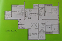 Floor Plan of 3 BHK Apartment in GIFT City, Gujarat