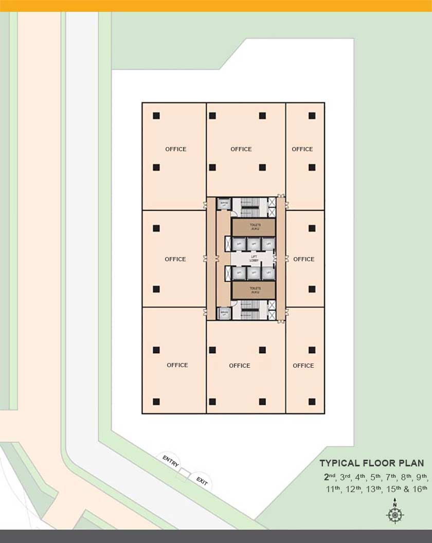 Typical Floor Plan in Signature Tower by Hiranandani in GIFT City SEZ
